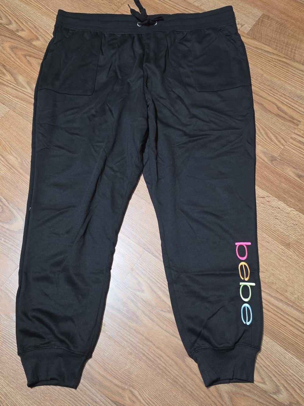BEBE SPORT Black Sweat Joggers with Rainbow Logo